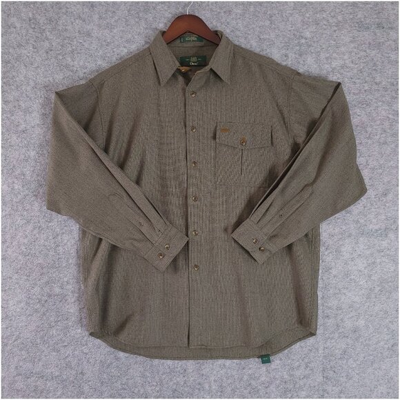 ORVIS Long Sleeve Flannel Shirt Mens Large Brown Wool Cashmere Blend Vintage - Picture 2 of 7